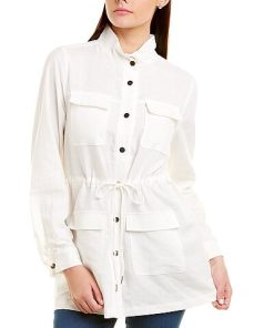 Anne Klein Drawstring Waist Linen-Blend Jacket Women
