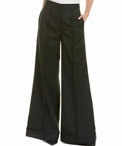 Nicole Miller Artelier Wool-Blend Silk-Trim Pant Women