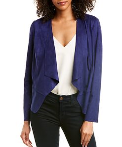 Anne Klein Suede Drape-Front Jacket Women