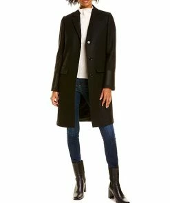 Burberry Tailored Wool & Camel Blend Coat Women