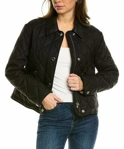 Burberry Langford Leather Collar Jacket Women