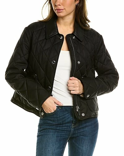 Burberry Langford Leather Collar Jacket Women