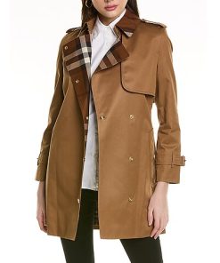 Burberry Check Gabardine Coat Women
