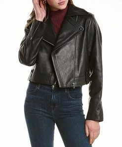 Rebecca Taylor Cropped Leather Moto Jacket Women