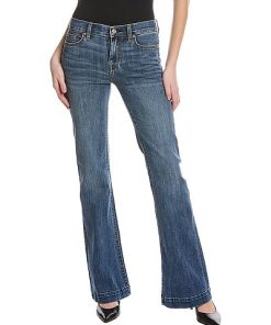 7 For All Mankind Dojo Medium Indigo Kick Flare Jean Women