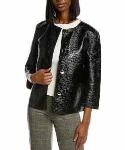 St. John Laminated Tweed Jacket Women