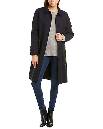 Slick Leather-Trim Wool-Blend Coat Women Cole Haan Slick Leather-Trim Wool-Blend Coat Women -Anne Klein-shop 1411245129 RLLD 1