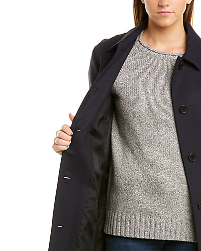 Slick Leather-Trim Wool-Blend Coat Women Cole Haan Slick Leather-Trim Wool-Blend Coat Women -Anne Klein-shop 1411245129 RLLD 3