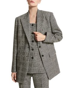 Michael Kors Glen Plaid Wool-Blend Lapel Blazer Women