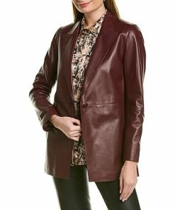Lafayette 148 New York Steele Leather Blazer Women