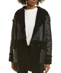 Badgley Mischka Raymonde Mixed Media Coat Women