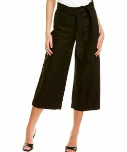 Vince Tie Front Crop Linen-Blend Wide Pant Women