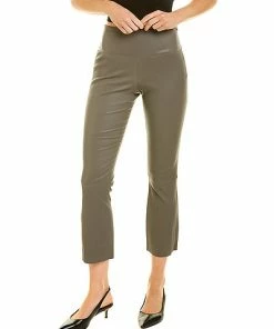 THEORY Yoke Leather Cropped Flare Pant Women