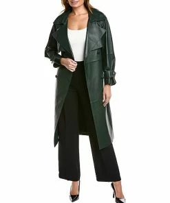Lafayette 148 New York Blake Leather Trench Coat Women