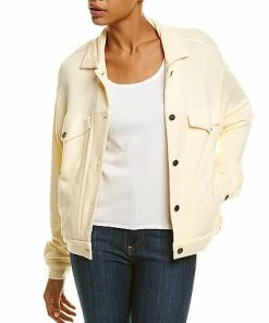 Monrow Supersoft Fleece Denim Style Jacket Women