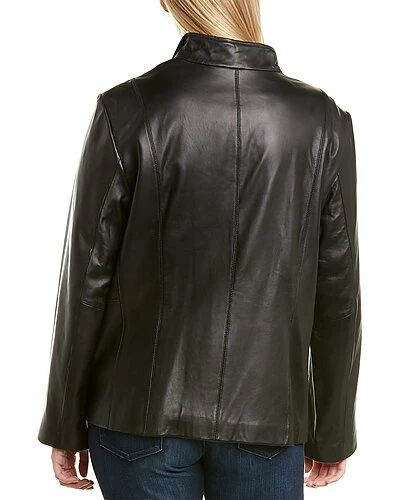 Cole Haan Plus Zip Front Leather Jacket Women - Image 2