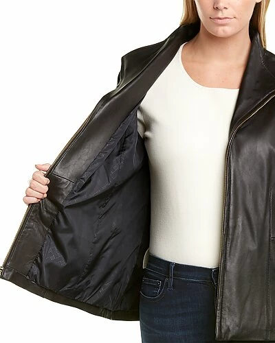 Cole Haan Plus Zip Front Leather Jacket Women - Image 3