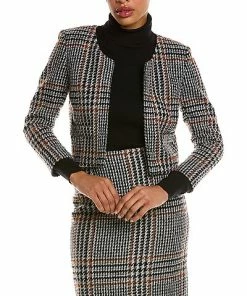 Oscar De La Renta De La Renta Houndstooth Boucle Wool & Alpaca-Blend Jacket Women