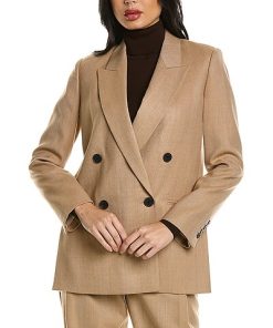 Rebecca Taylor Herringbone Double-Breasted Wool-Blend Blazer Women 4 Rebecca Taylor Herringbone Double-Breasted Wool-Blend Blazer Women -Anne Klein-shop 1411478102 RLLD 3