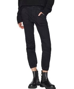FRAME DENIM Banded Btm Trapunto Pant Overdye Black Jean Women