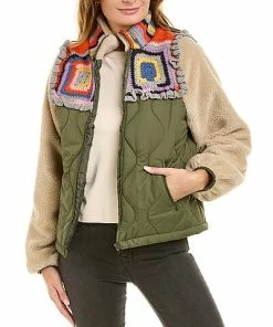 Lea & Viola Quilted & Crocheted Teddy Jacket Women