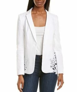 Elie Tahari Lace Linen-Blend Blazer Women