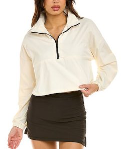 WeWoreWhat Solid Cropped 1/4-Zip Pullover Women