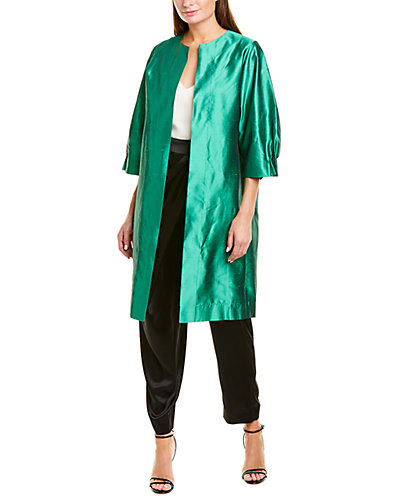 De La Renta Open Front Silk Coat Women Oscar De La Renta De La Renta Open Front Silk Coat Women -Anne Klein-shop 1411679071 RLLD 1