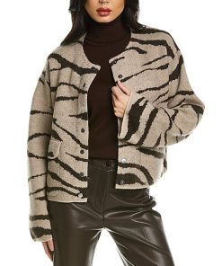 Rebecca Taylor Zebra Jacquard Cropped Wool Jacket Women
