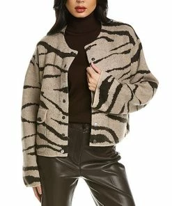 Rebecca Taylor Zebra Jacquard Cropped Wool Jacket Women