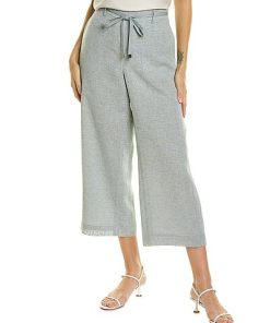 Lafayette 148 New York Columbus Crop Wide Leg Linen Pant Women