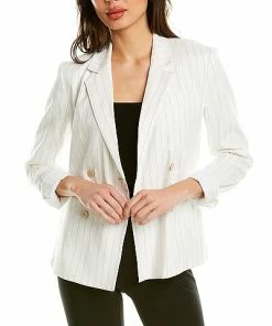 THEORY Double-Breasted Linen-Blend Blazer Women